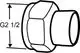 Anschlussverschraubung mit Lötnippel von IMI Hydronic Engineering, mit Gewindemaß G2 1/2. Sichtbare Struktur mit glatter und abgerundeter Form.